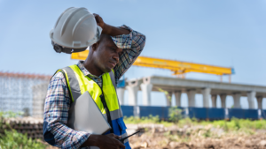Outdoor construction worker standing in Georgia heat