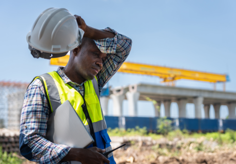 Outdoor construction worker standing in Georgia heat