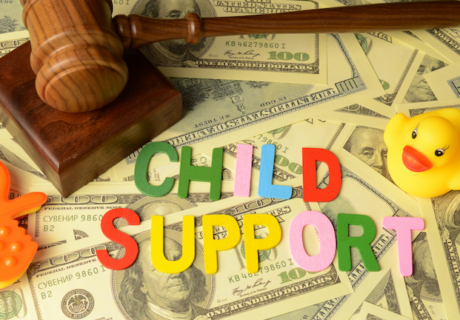 image showing the words child support laying on top of money